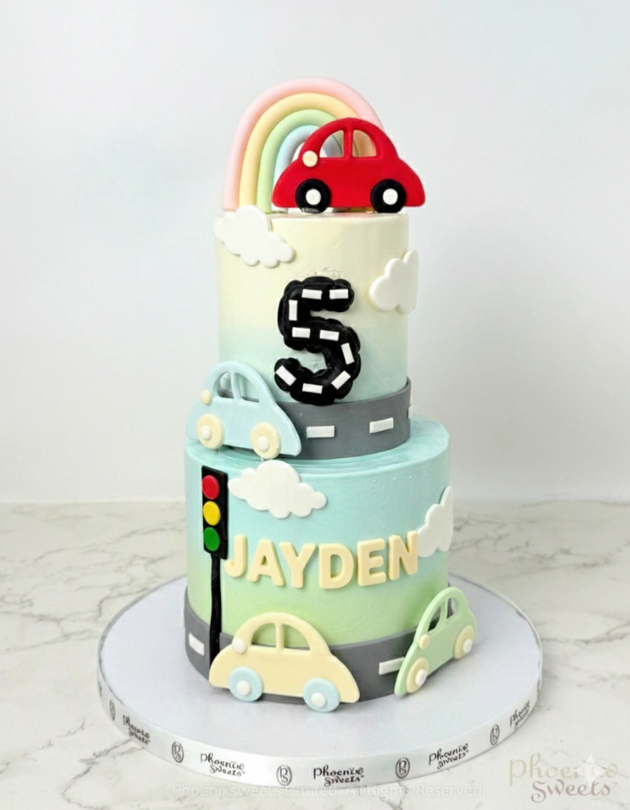 Butter Cream Cake - Cute Little Cars -2025 (2 Tiers)