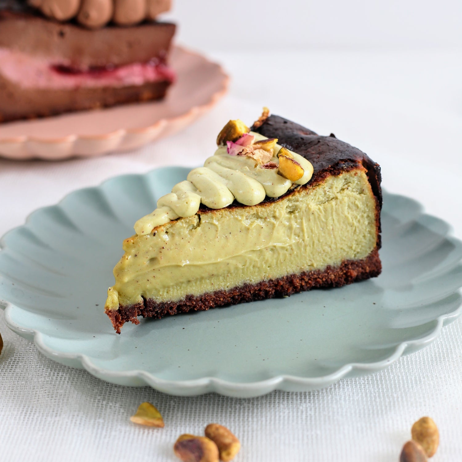 Basque Burnt Cheese Cake - Pistachio Rose