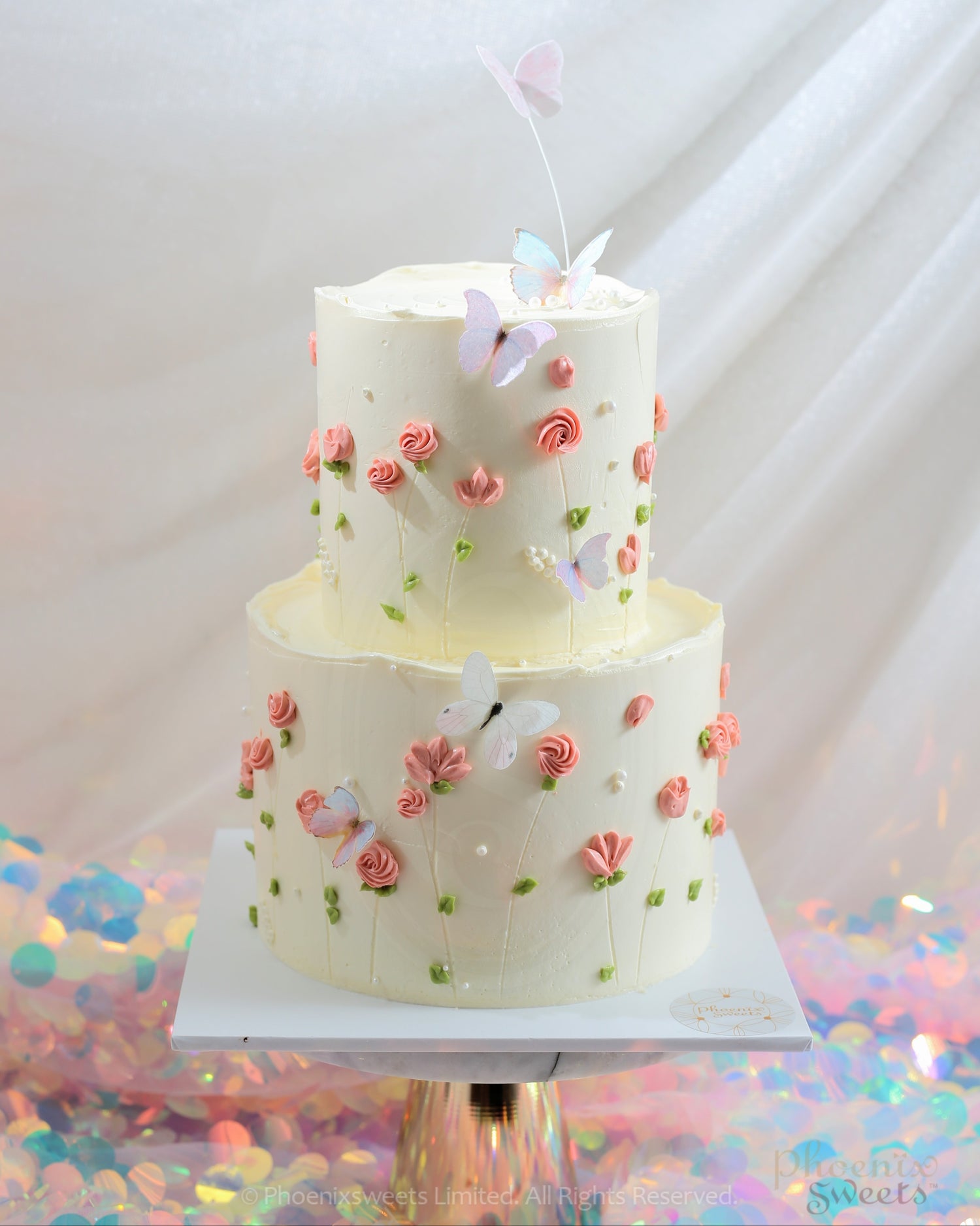 Butter Cream Cake - Whimsical Garden Cake (2 tiers)