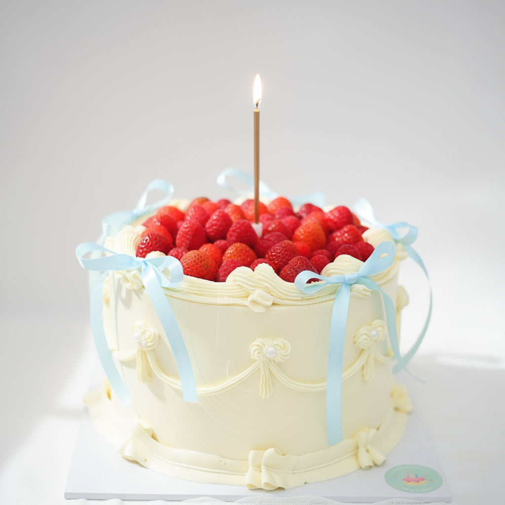 Butter Cream Cake - Vintage Ribbon Raspberry Cake