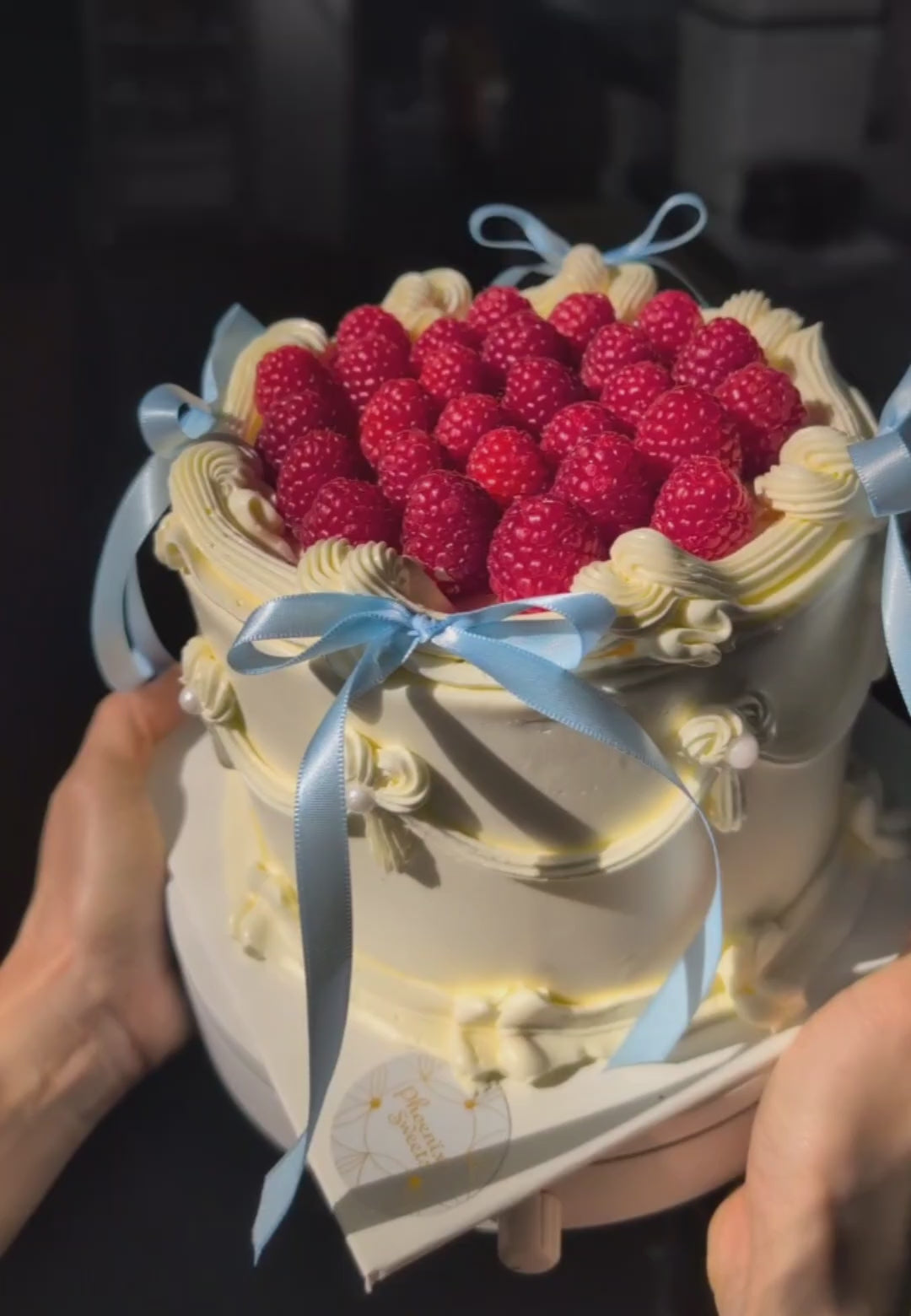 Butter Cream Cake - Vintage Ribbon Raspberry Cake